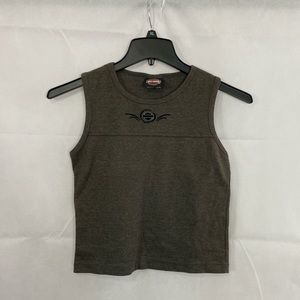 Y2K Harley Davidson Grey Tank Baby Tee